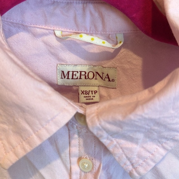 Merona pink 100% cotton long sleeve button down shirt size XS - Picture 2 of 3